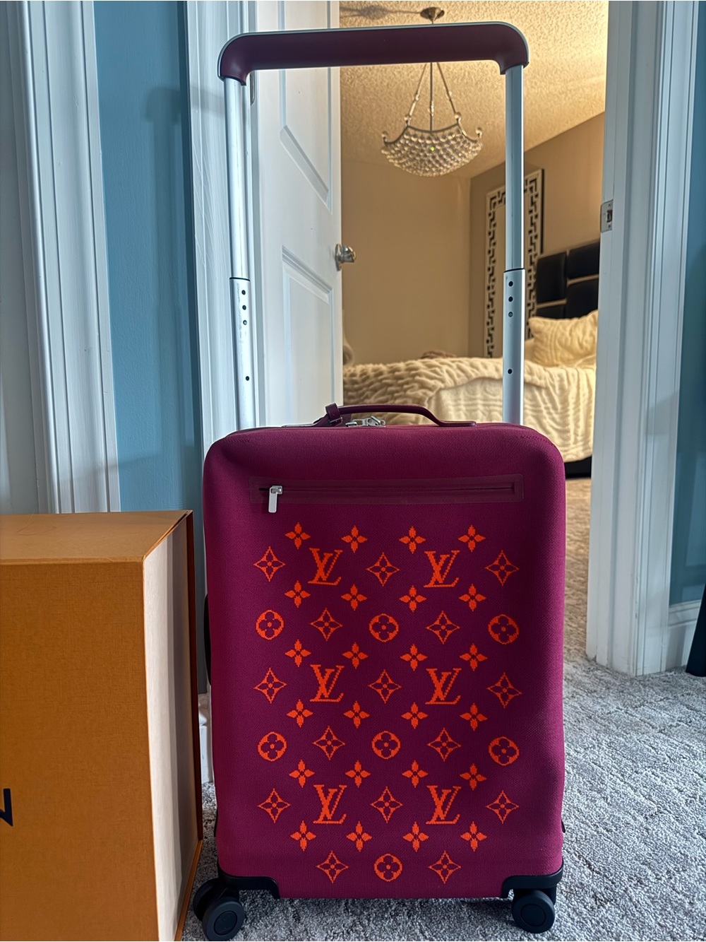 Louis Vuitton Knit Monogram Horizon Soft 55 Suitcase Fuchsia